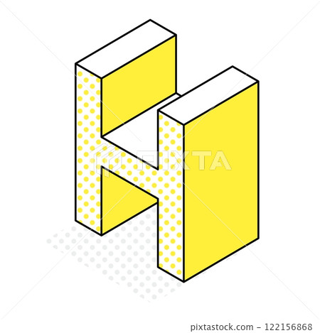 Isometric_3D simple alphabet H 122156868