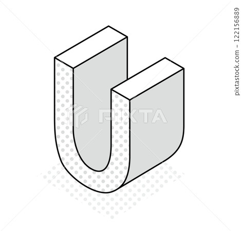 Isometric_3D simple alphabet U 122156889