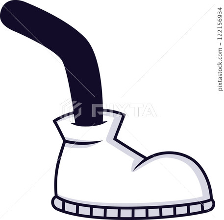Cartoon flexible leg wearing a white boot, representing concepts like flexibility, adaptability, and unusual situations, perfect for humorous and imaginative projects Cartoon flexible leg wearing a white boot, representing concepts like flexibility, adaptability, and unusual situations, perfect for humorous and imaginative projects 122156934