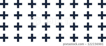 Seamless geometric pattern with dark blue crosses evenly spaced on a white background, creating a simple and minimalist design suitable for various backgrounds and textures Seamless geometric pattern with dark blue crosses evenly spaced on a white background, creating a simple and minimalist design suitable for various backgrounds and textures 122156981