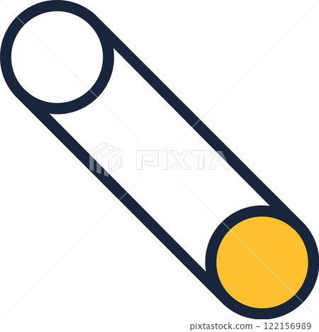 Simple vector illustration of a safety pin, a versatile tool used for fastening clothes, securing items, and various other applications, featuring a distinctive closed loop design 122156989