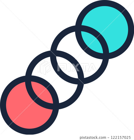 Interconnected circles represent the power of teamwork and collaboration, symbolizing how individual elements come together to form a stronger, unified whole 122157025
