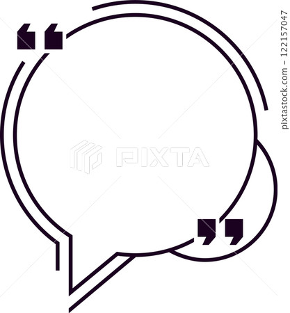 Empty circular speech bubble with quotation marks is waiting to be filled with inspiring quotes, engaging conversations, or insightful thoughts, representing communication and sharing of ideas 122157047