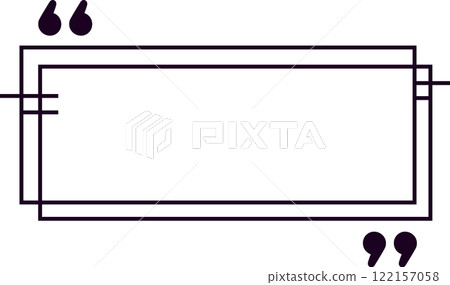 Simple rectangular frame featuring double parallel lines and quotation marks, providing an elegant space for writing quotes or adding personalized text. Ideal for various design projects 122157058