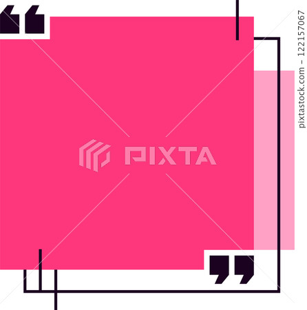 Pink quote box with black quotation marks is ready for inspiring and motivational quotes, thoughts and testimonials, creating a vibrant and engaging visual element 122157067
