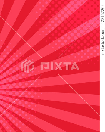 Red and pink radial zoom lines and halftone dots creating a vibrant and dynamic comic book style background, perfect for adding a touch of retro pop art flair 122157265