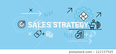 Sales strategy flat design business work planning idea to target retail sales performance monitoring and management concept 122157505