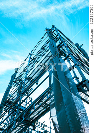 Housing construction site with scaffolding c-4 light color Housing construction site with scaffolding c-4 light color 122157593