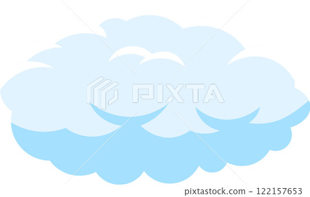 Cartoon illustration depicting a light blue cloud gently floating in a clear sky, symbolizing good weather, dreams, and the boundless realm of imagination and creativity 122157653