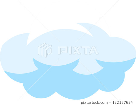 Minimalist vector illustration of a light blue cloud floating in a clear sky, simple icon representing good weather, meteorology and weather forecast symbol 122157654