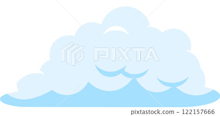 Light blue cartoon cloud floating in the clear sky, simple vector illustration isolated on white background, minimalist design for children book or weather forecast 122157666
