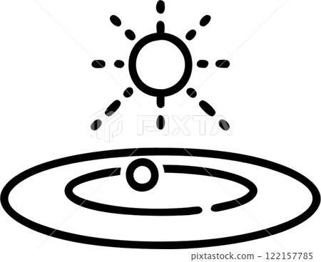 Solar system hologram in outline icon style, weather and astronomy theme. 122157785
