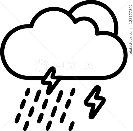 Rainy in outline icon style, weather and astronomy theme. 122157842
