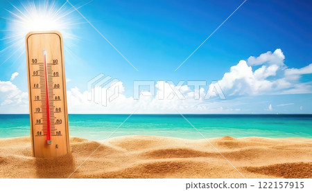 [AI圖像]陽光海灘和溫度計 122157915