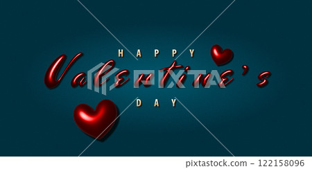 Elegant Valentine's Day Greeting with 3D Hearts on Dark Background Elegant Valentine's Day Greeting with 3D Hearts on Dark Background 122158096