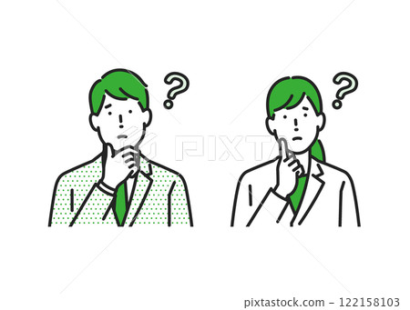 Worried men and women business illustration Worried men and women business illustration 122158103