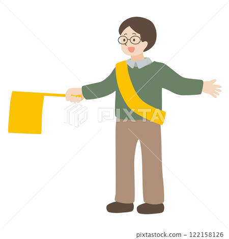 Vector illustration of an adult man on flag duty Vector illustration of an adult man on flag duty 122158126
