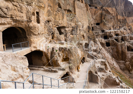 View of the historic cave city and the monastery complex of Vardzia View of the historic cave city and the monastery complex of Vardzia 122158217