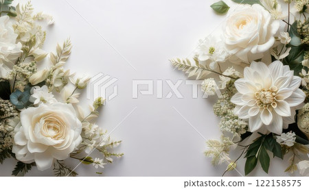 [AI圖像] 背景材料裝飾著白色的花朵 122158575