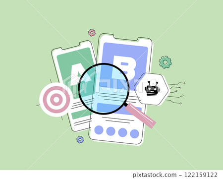 AI-powered AB testing - UX research, user behavior analytics, digital optimization, automated experiments and AI-driven decisions to enhance website design, performance, and AB user experience 122159122