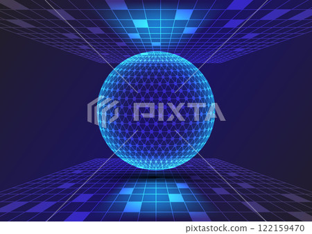 Abstract background with sphere perspective network 122159470