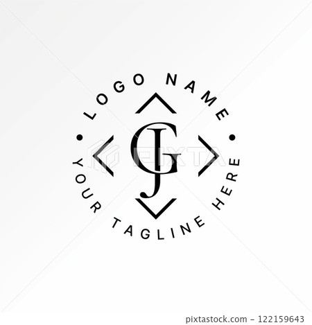 Logo design graphic concept creative premium vector stock image graphic initial GJ or JG serif font cutting line square to monogram law firm branding 122159643