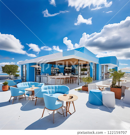 藍天白雲的咖啡館露台 藍天白雲的咖啡館露台 122159707