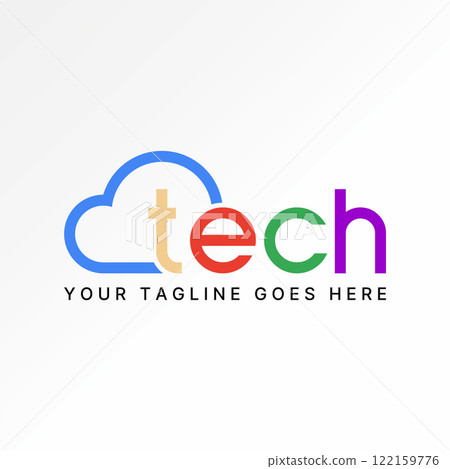 Logo design graphic concept creative premium vector stock image graphic text word Tech line cloud font research website typography big data branding 122159776