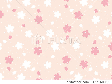 飄落的櫻花和櫻花花瓣的剪影背景_horizontal 02 122160003