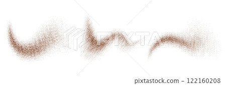 Coffee and chocolate powder dust. Isolated realistic 3d vector swirling and dusting grain waves, noisy cocoa scatters. Crumbs or granules, spicy cinnamon dust. Brown explosion, pithy sand splashes Coffee and chocolate powder dust. Isolated realistic 3d vector swirling and dusting grain waves, noisy cocoa scatters. Crumbs or granules, spicy cinnamon dust. Brown explosion, pithy sand splashes 122160208