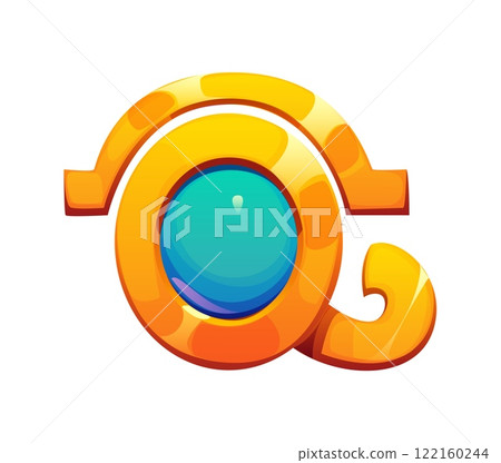 Cartoon Egyptian font golden Q letter. Egyptian mythology font typeset Q letter, Africa history vector game English ABC symbol or egypt pharaoh latin alphabet element with gold and gem Cartoon Egyptian font golden Q letter. Egyptian mythology font typeset Q letter, Africa history vector game English ABC symbol or egypt pharaoh latin alphabet element with gold and gem 122160244