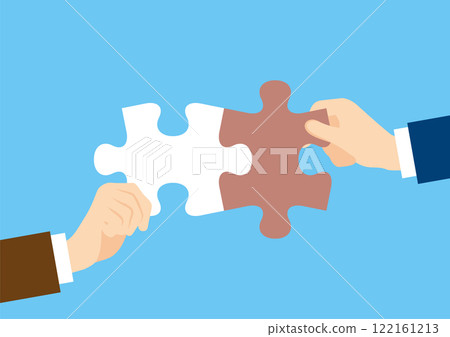 Image illustration of business collaboration and teamwork: People holding puzzles Image illustration of business collaboration and teamwork: People holding puzzles 122161213