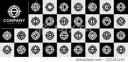 Adventure compass circle letter A-Z logo set Adventure compass circle letter A-Z logo set 122161241
