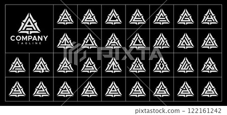 Simple abstract triangle A-Z letter logo set Simple abstract triangle A-Z letter logo set 122161242