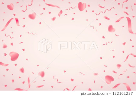 Vector illustration of pink heart confetti Pink heart confetti frame background 122161257