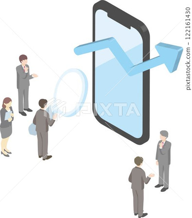 Isometric business work finance economy smartphone person male female SEO illustration material Isometric business work finance economy smartphone person male female SEO illustration material 122161430