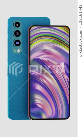 Compact and Standard Size Smartphone Models with Triple Camera System Shown in Front and Back Views, 3D rendering Compact and Standard Size Smartphone Models with Triple Camera System Shown in Front and Back Views, 3D rendering 122161442