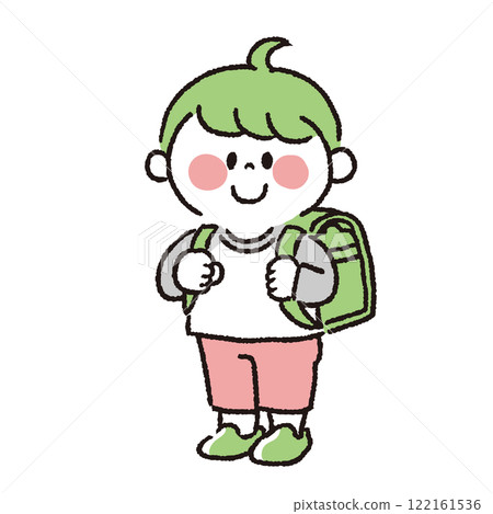 A boy carrying a school bag 122161536