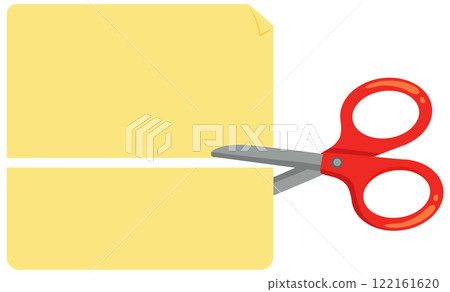 Scissors Cutting a Yellow Paper Scissors Cutting a Yellow Paper 122161620