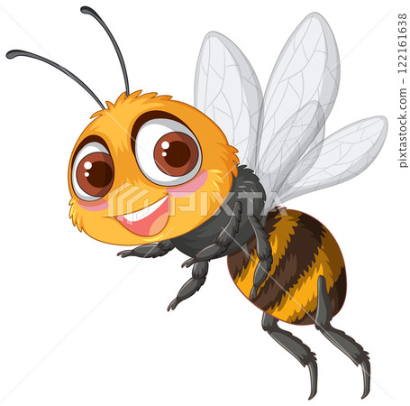 Cheerful Cartoon Bee Illustration 122161638