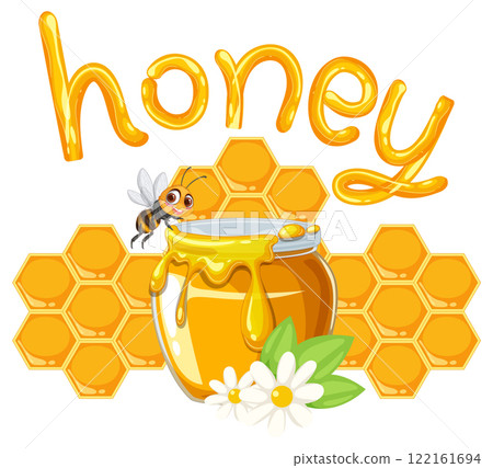 Sweet Honey and Busy Bee Illustration 122161694