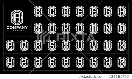 Line decorative abstract letter A-Z logo set 122161703
