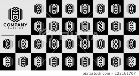 Technology line shape letter A to Z logo set 122161707