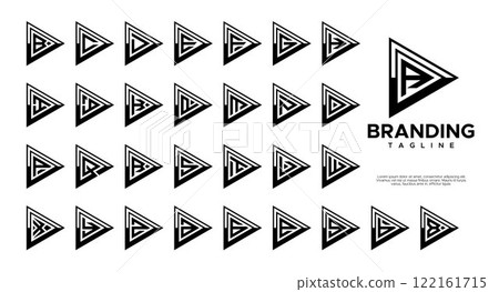 Video movie play triangle letter A-Z logo set 122161715