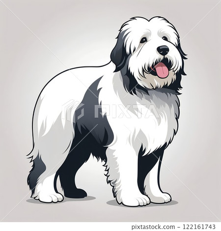 有可愛的白色和灰色外套的老牧羊犬 122161743