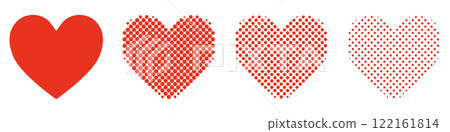 Red heart icon halftone polka dot set vector Red heart icon halftone polka dot set vector 122161814