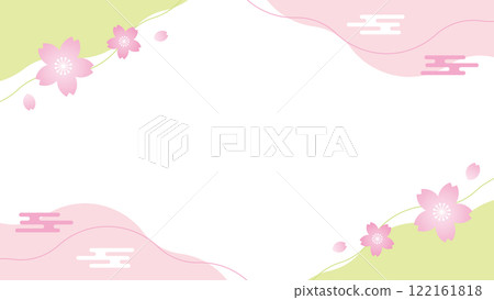 Japanese style frame cherry blossom yellow green pink vector Japanese style frame cherry blossom yellow green pink vector 122161818