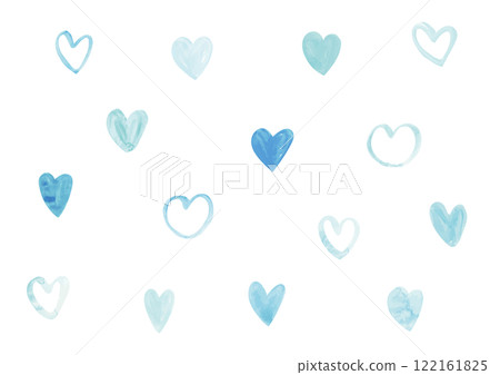 Watercolor heart handwritten simple blue light blue set 122161825