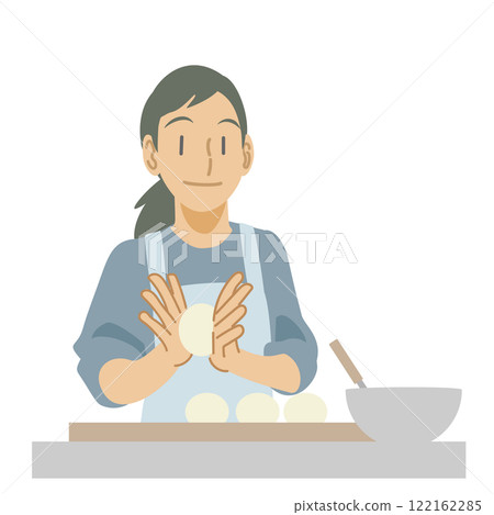 Woman rolling bread dough 122162285