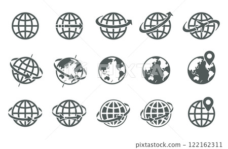 Earth icon set monochrome illustration Earth icon set monochrome illustration 122162311
